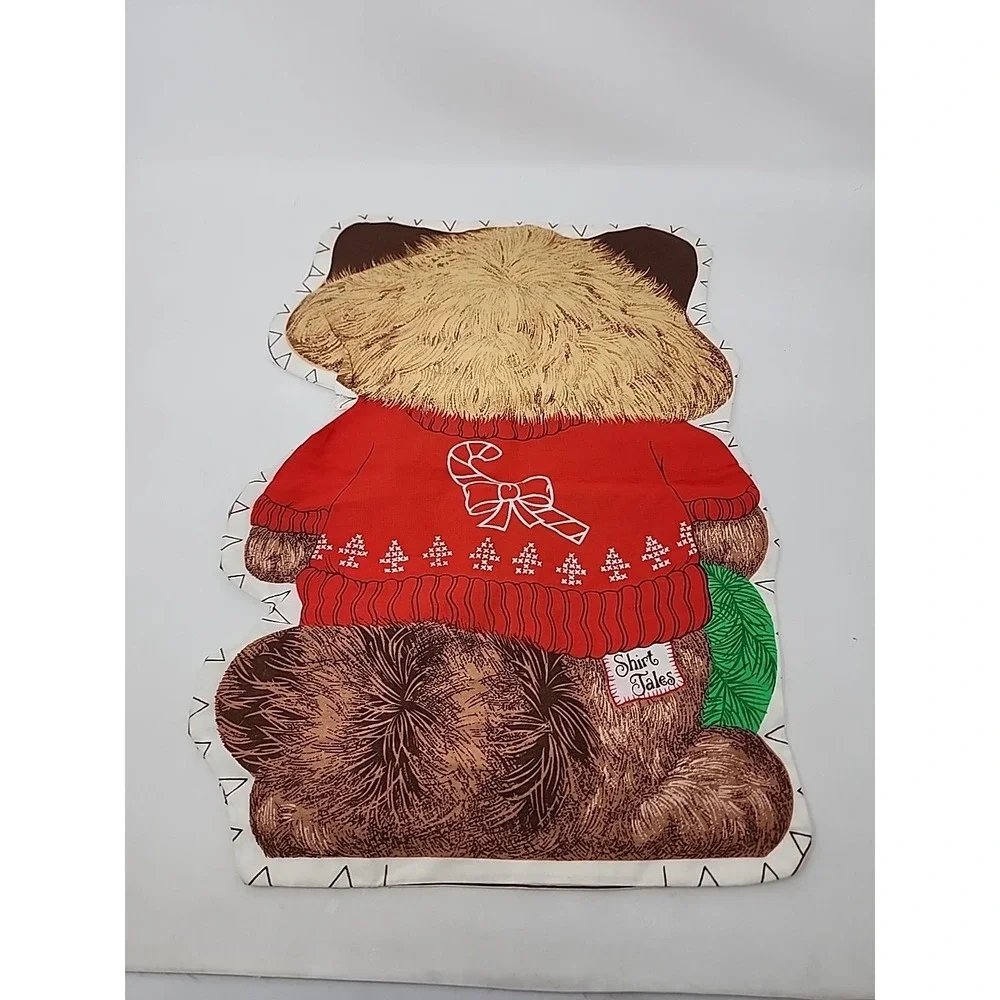VINTAGE 1980s SHIRT TALES Unstuffed Raccoon Santa Helpers Pillow 17.5